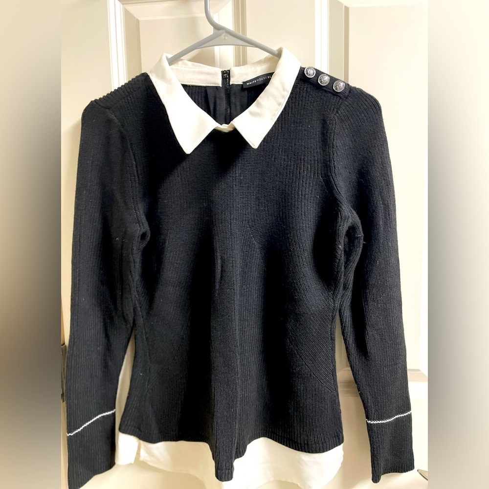 NWOT WHBM Black and White Sweater, MP